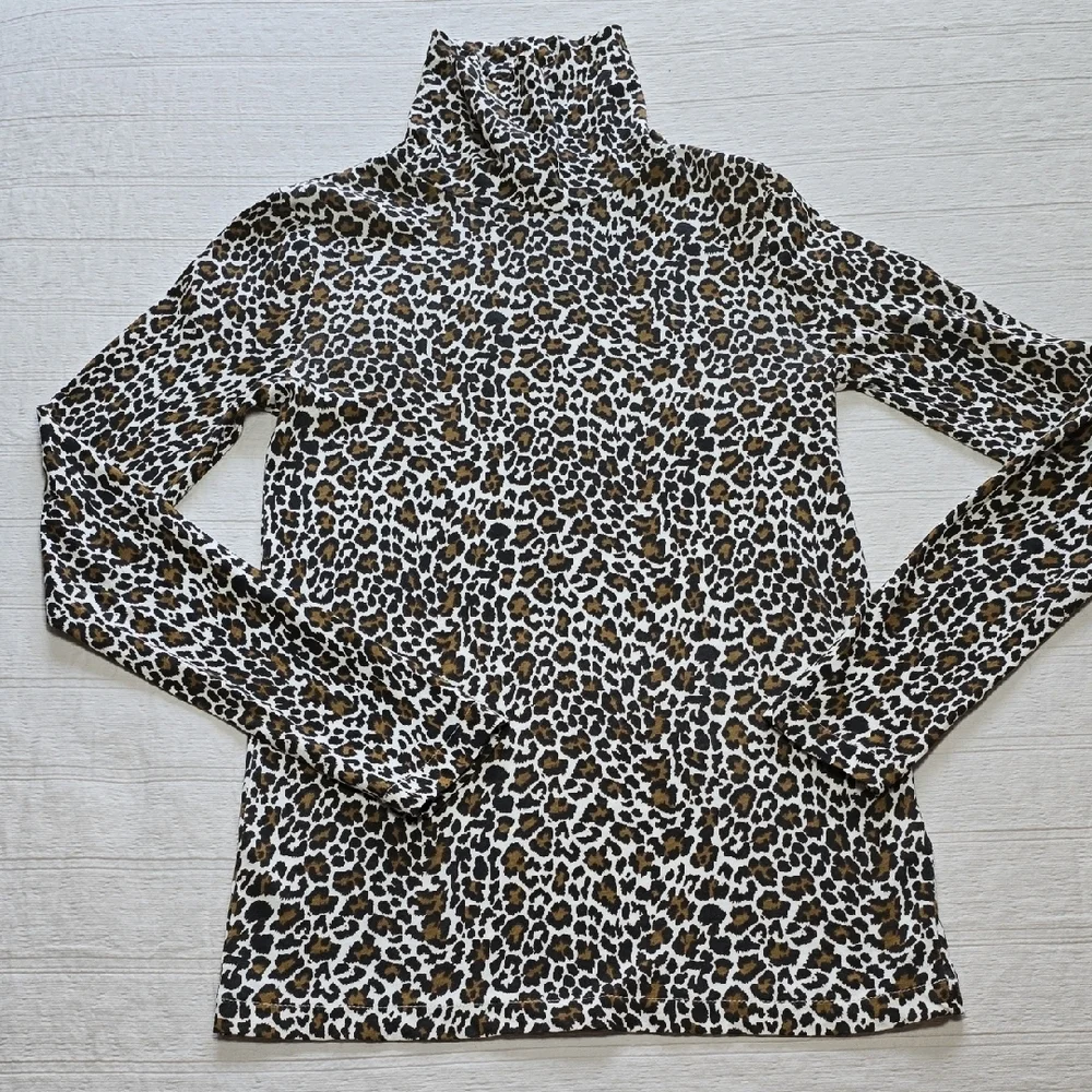 J. Crew Leopard Print Tissue Turtleneck Women's Size XS